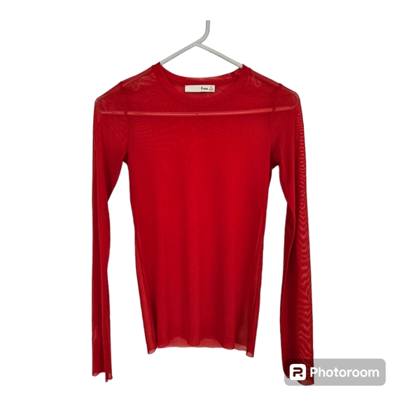 Wilfred Free semi sheer red kristen t shirt long sleeve - Picture 1 of 6